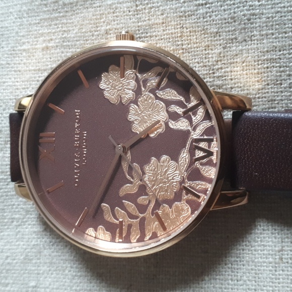 Olivia Burton Lace Detail Brown & Rose Gold Watch - Picture 5 of 10